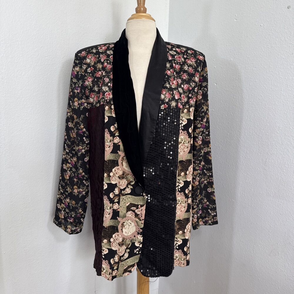 Judy Knapp Jacket Womens Large Lightweight  Patchwork Artsy‎ Boho 90s Y2K